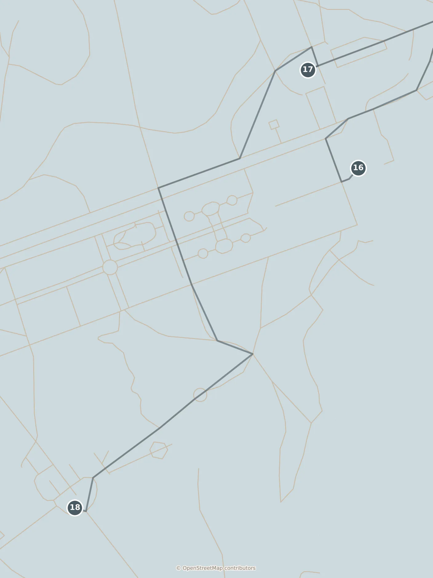 Map of Stockholm, with a third day · stops 16–18: stops 16–18, numbered in walking order.