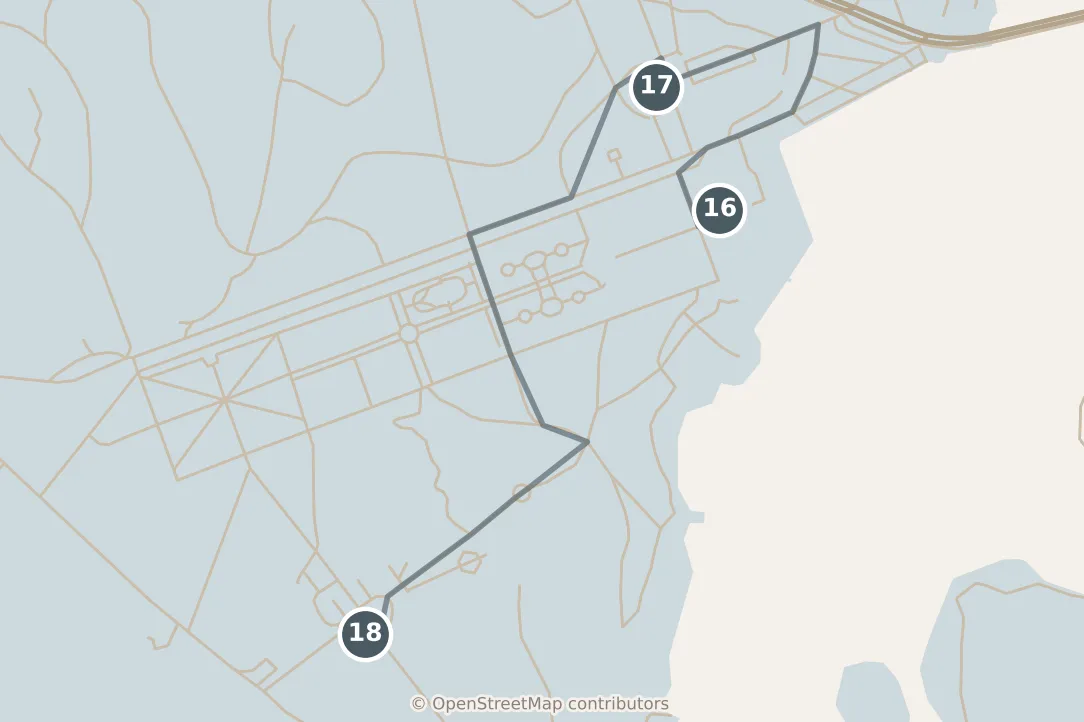 Map of Stockholm, with a third day · stops 16–18: stops 16–18, numbered in walking order.