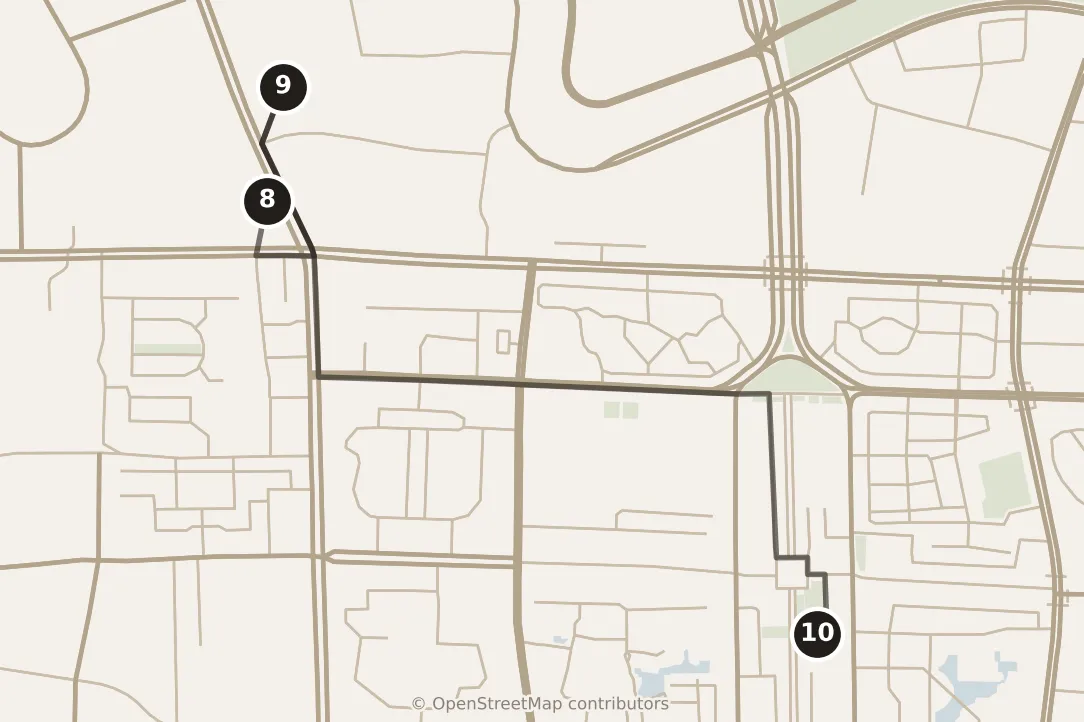 Map of Tianjin, morning: stops 8–10, numbered in walking order.
