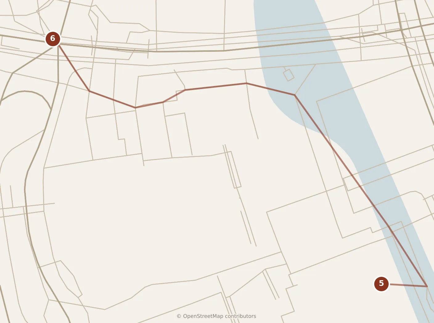 Map of Tokyo, evening: stops 5–6, numbered in walking order.