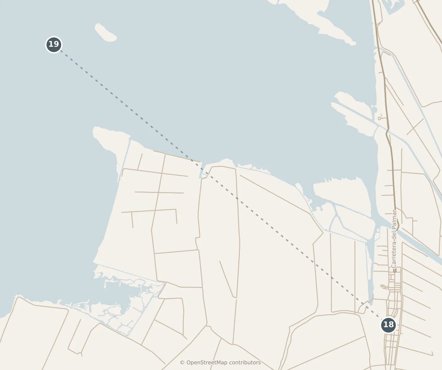 Map of Valencia, with a third day: stops 18–19, numbered in walking order.