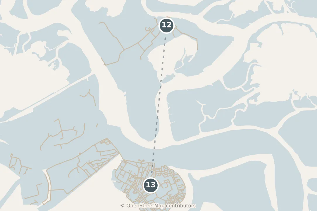 Map of Venice, with a third day · stops 12–13: stops 12–13, numbered in walking order.